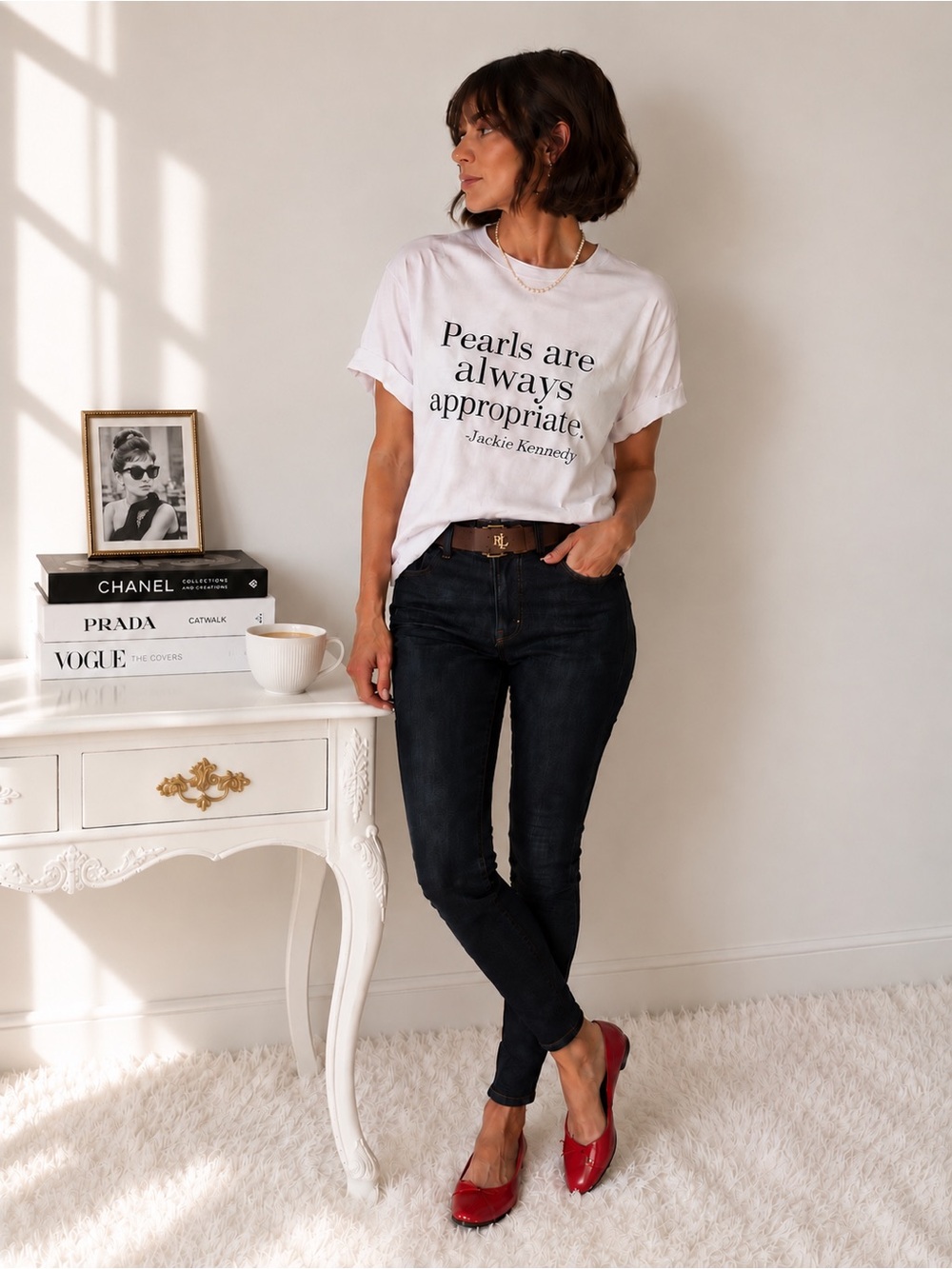 🤍✨Pearls Are Always Appropriate Jackie Kennedy Tee  XLO NWOT
